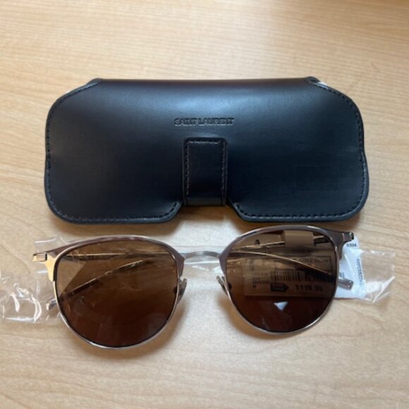 Saint laurent Brown Oval Unisex Sunglasses - Picture 5 of 8
